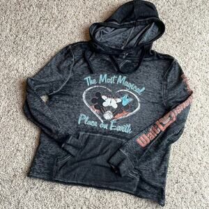 DISNEY PARKS MICKEY MOUSE & MINNIE MOUSE Gray Lightweight Hoodie size xsmall